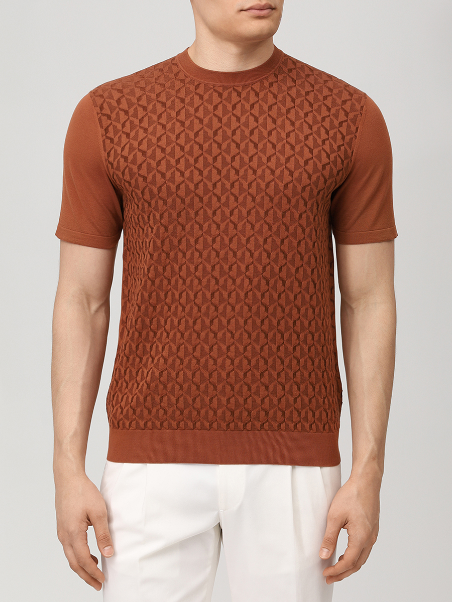 Футболка хлопковая BERTOLO LUXURY MENSWEAR 902535/002546/1191 Оранжевый  Фото 4