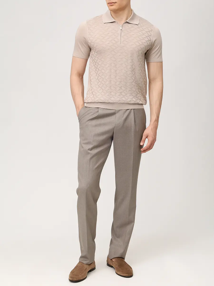 Поло шелковое BERTOLO LUXURY MENSWEAR 902532/002544/0603 Бежевый  Фото 2