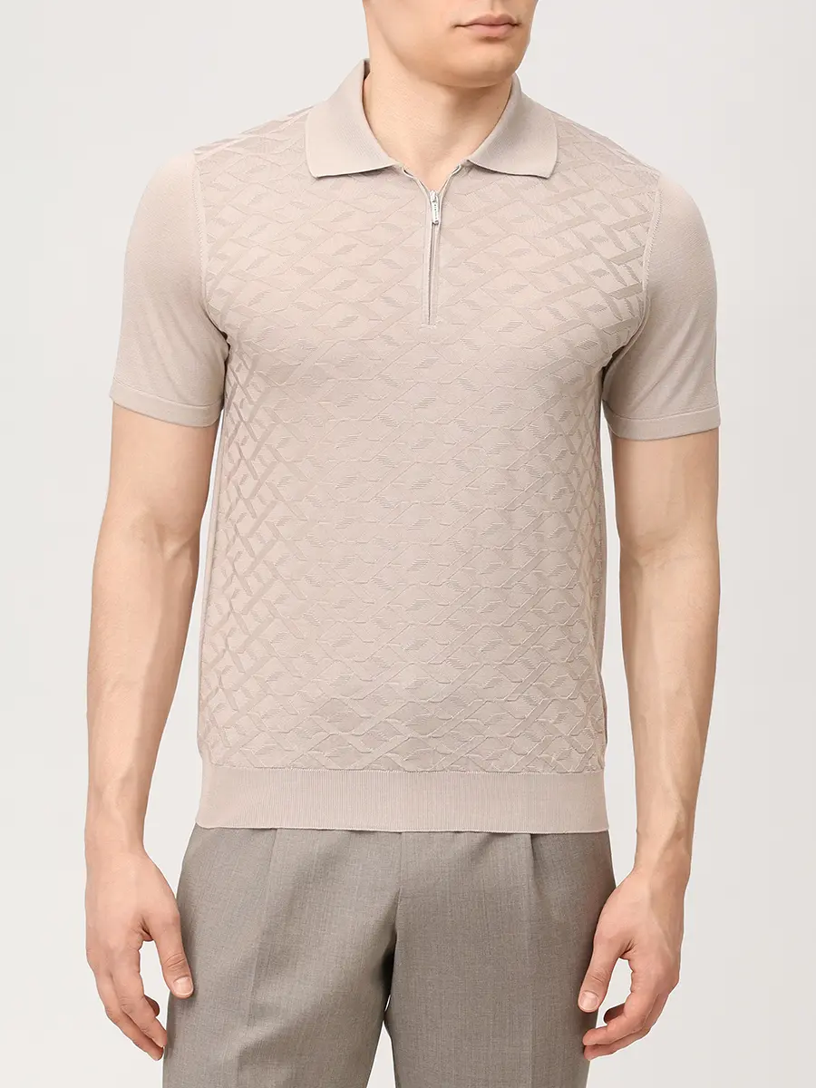 Поло шелковое BERTOLO LUXURY MENSWEAR 902532/002544/0603 Бежевый  Фото 4