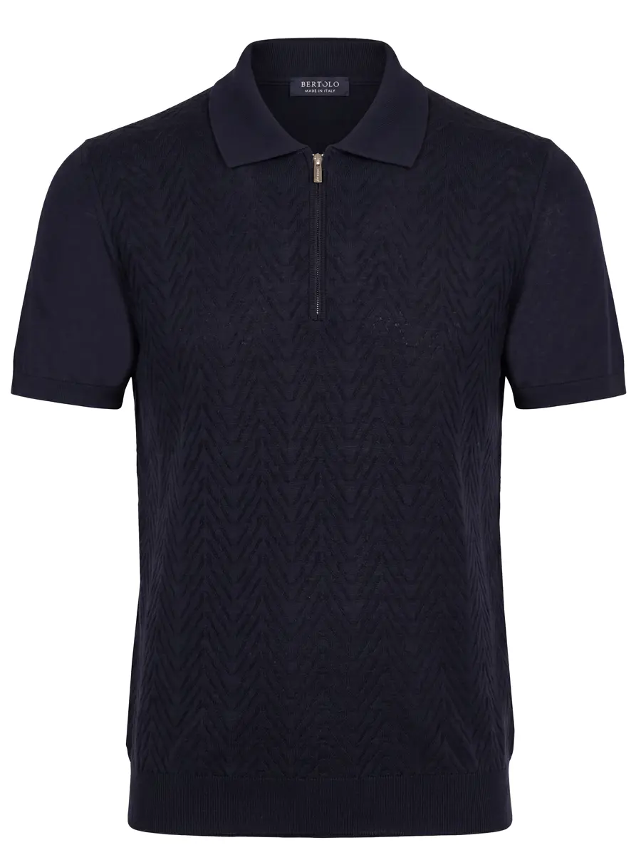 Поло шелковое BERTOLO LUXURY MENSWEAR 902574/002545/0099 Темно- Синий 