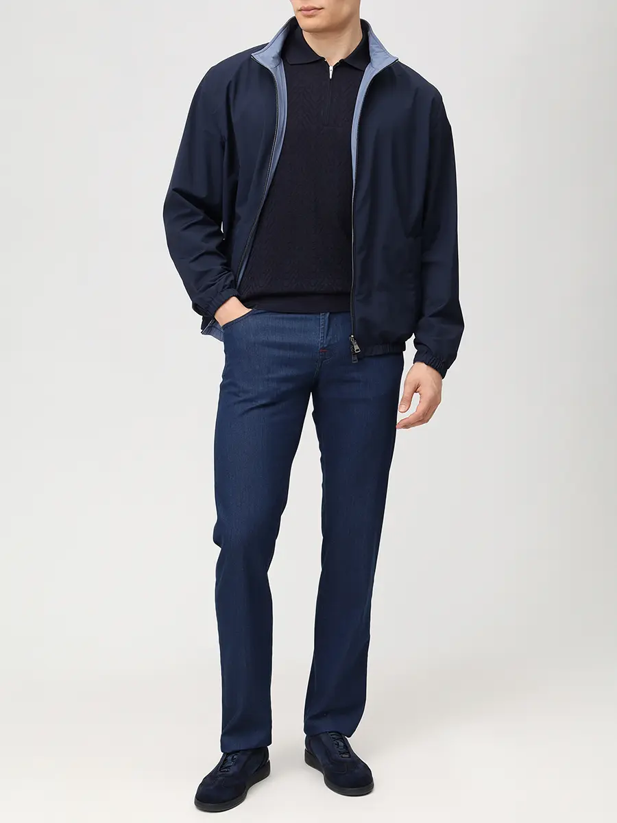 Поло шелковое BERTOLO LUXURY MENSWEAR 902574/002545/0099 Темно- Синий  Фото 2