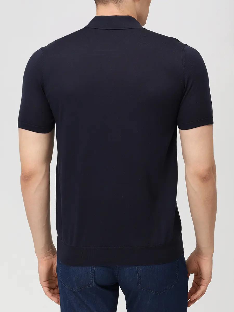 Поло шелковое BERTOLO LUXURY MENSWEAR 902574/002545/0099 Темно- Синий  Фото 3