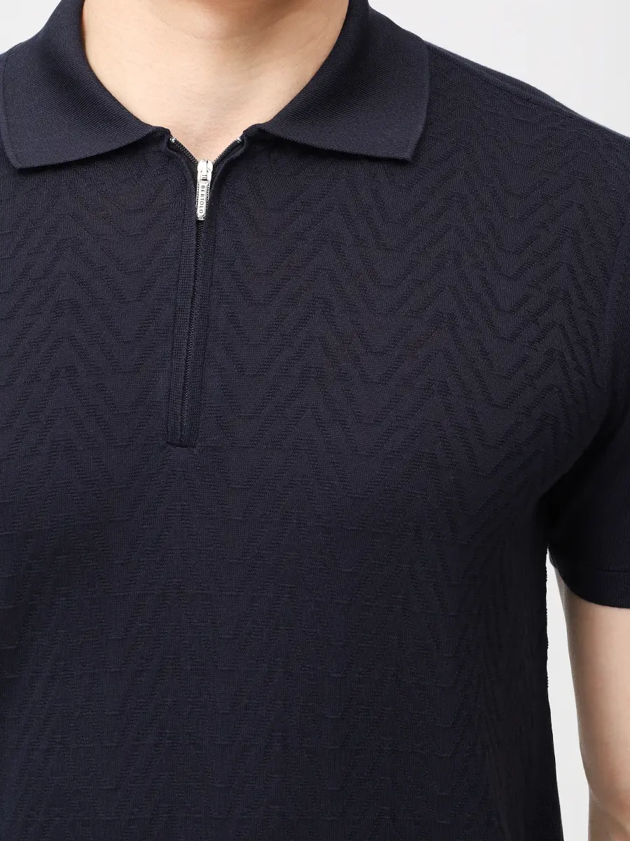 Поло шелковое BERTOLO LUXURY MENSWEAR 902574/002545/0099 Темно- Синий  Фото 5