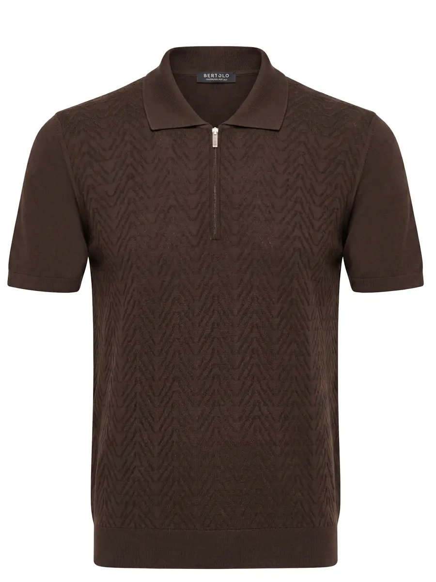 Поло шелковое BERTOLO LUXURY MENSWEAR 902574/002545/1220 Темно- Коричневый 