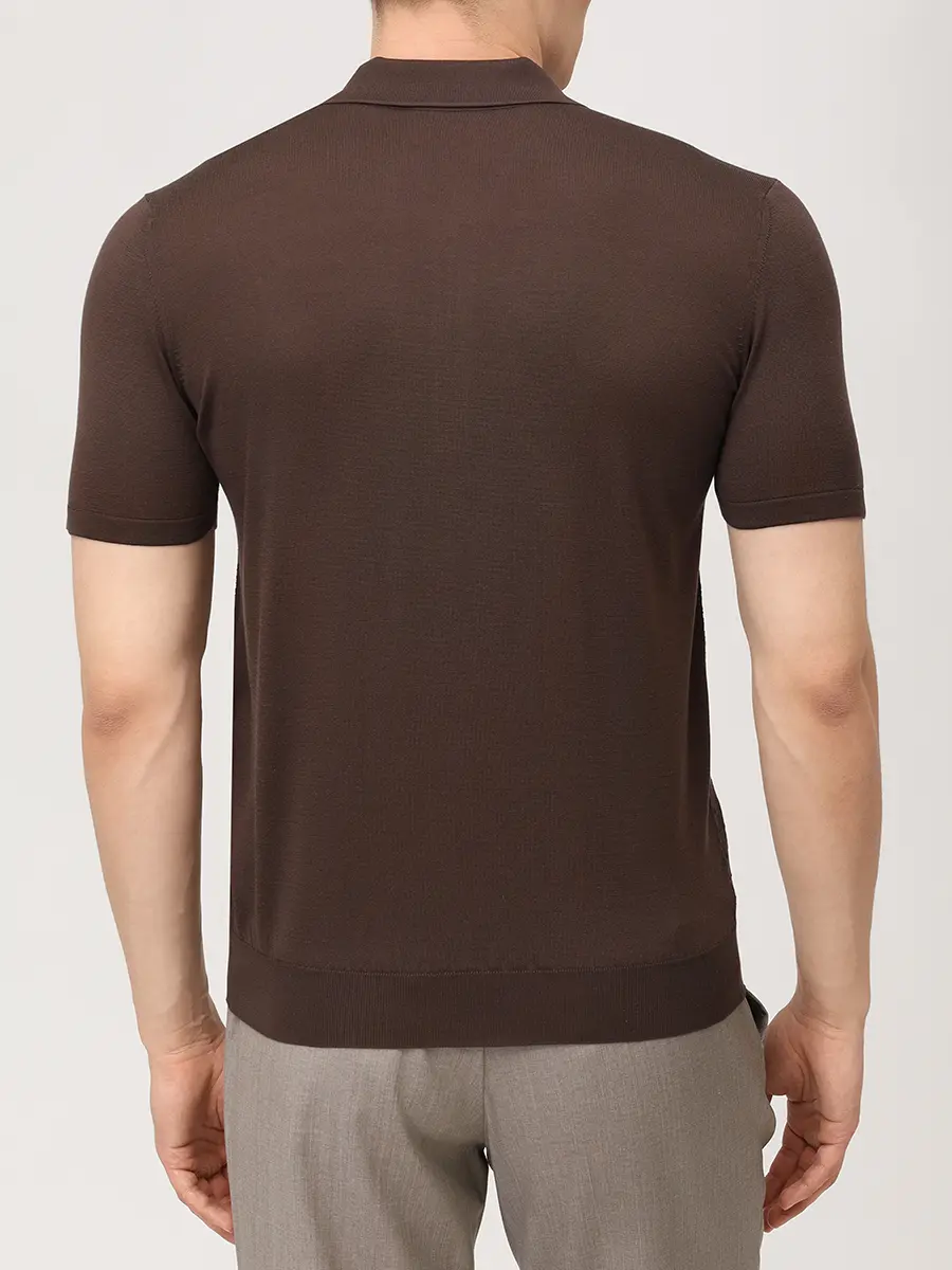 Поло шелковое BERTOLO LUXURY MENSWEAR 902574/002545/1220 Темно- Коричневый  Фото 3