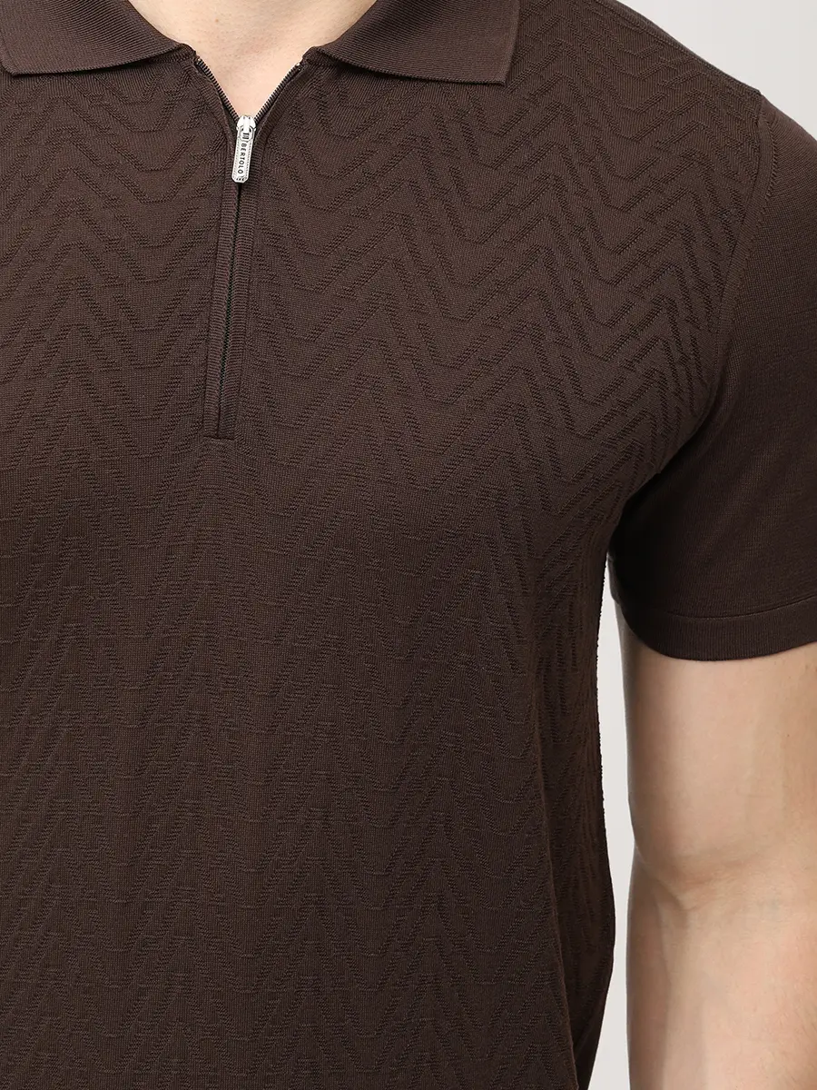 Поло шелковое BERTOLO LUXURY MENSWEAR 902574/002545/1220 Темно- Коричневый  Фото 5