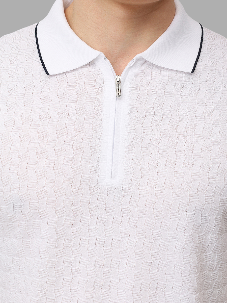 Поло хлопковое BERTOLO LUXURY MENSWEAR 902546/002551/5145 Белый  Фото 5