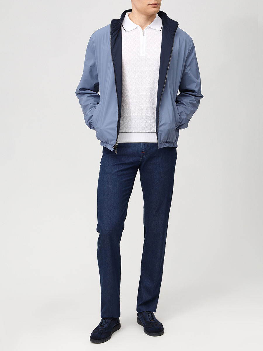 Поло хлопковое BERTOLO LUXURY MENSWEAR 902546/002551/5145 Белый  Фото 2