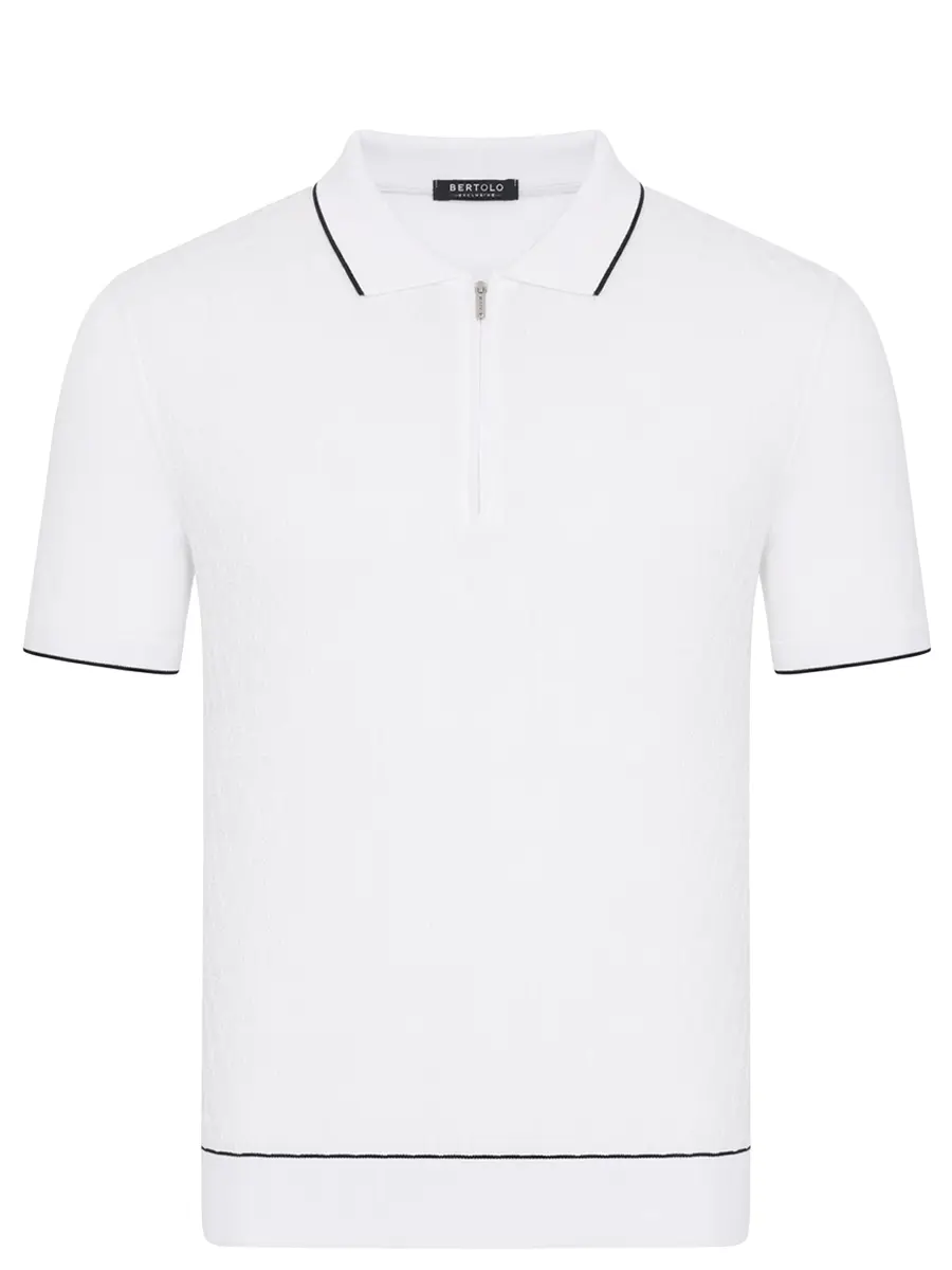 Поло хлопковое BERTOLO LUXURY MENSWEAR 902546/002551/5145 Белый 