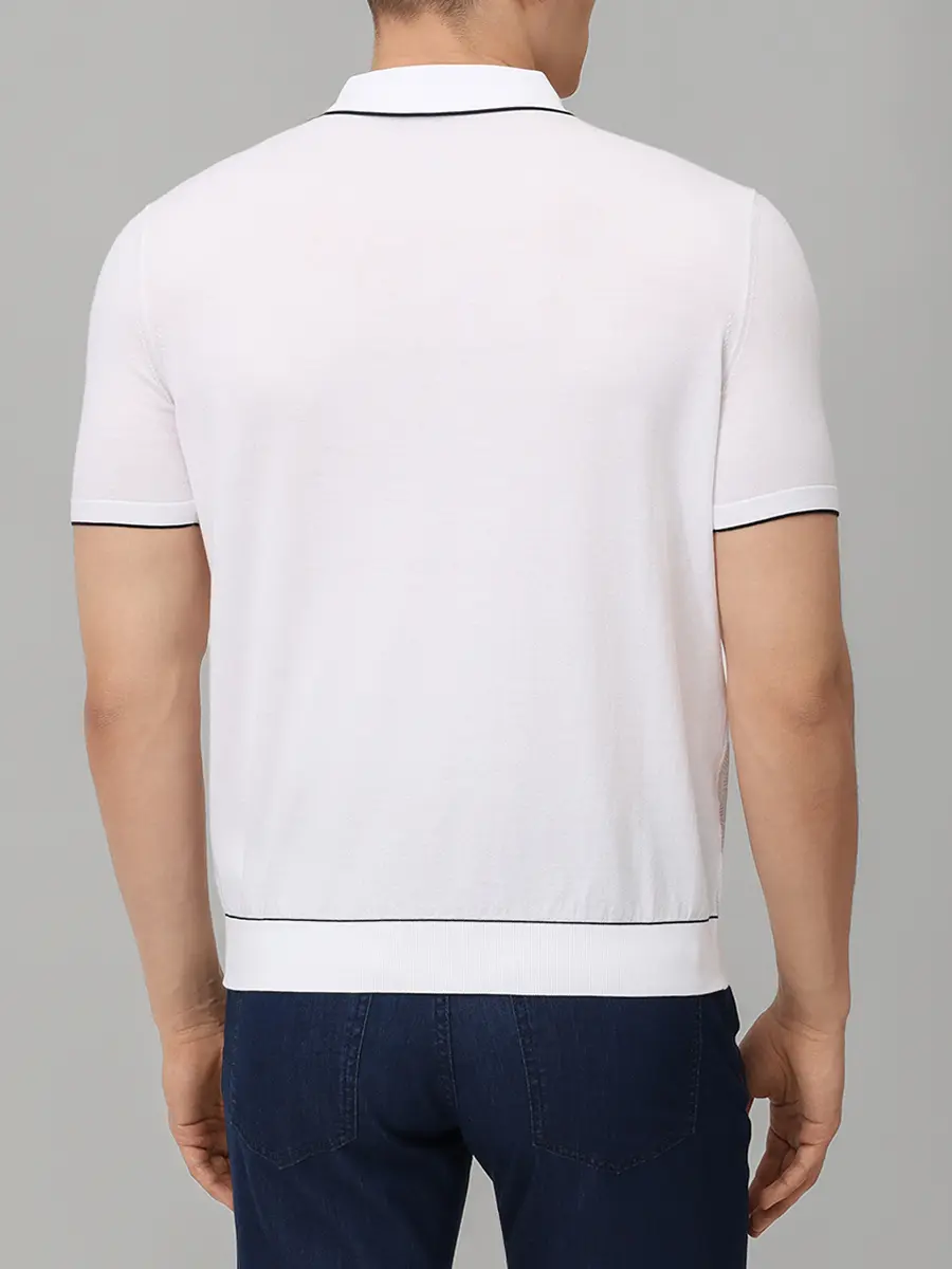 Поло хлопковое BERTOLO LUXURY MENSWEAR 902546/002551/5145 Белый  Фото 3