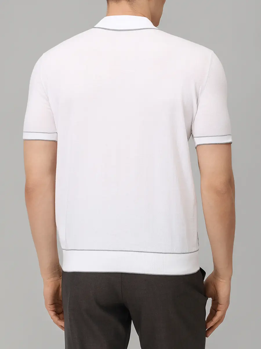 Поло хлопковое BERTOLO LUXURY MENSWEAR 902200/002054/5308 Белый  Фото 3
