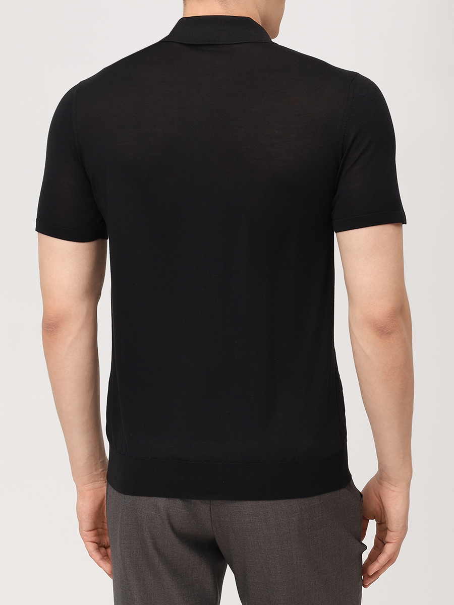 Поло шелковое BERTOLO LUXURY MENSWEAR 902532/002544/1000 Черный  Фото 3