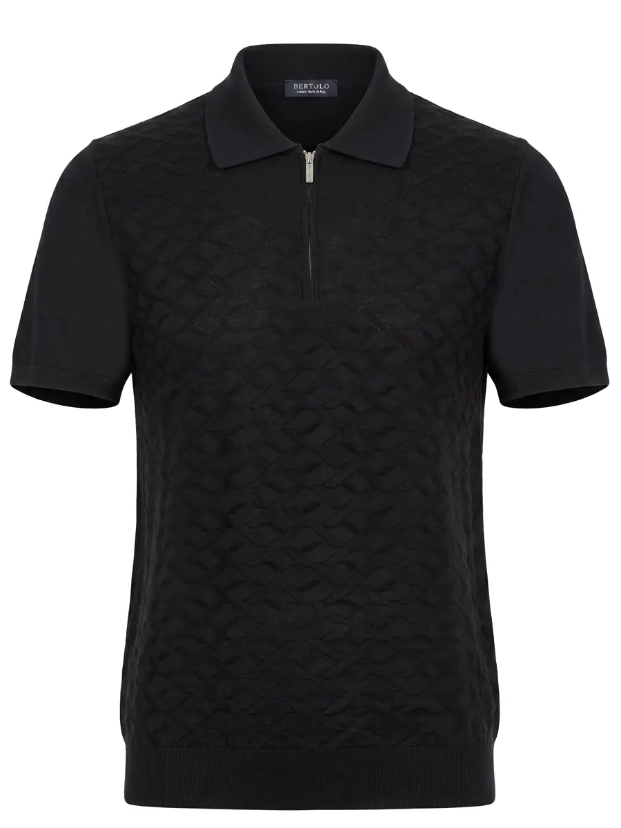 Поло шелковое BERTOLO LUXURY MENSWEAR 902532/002544/1000 Черный 