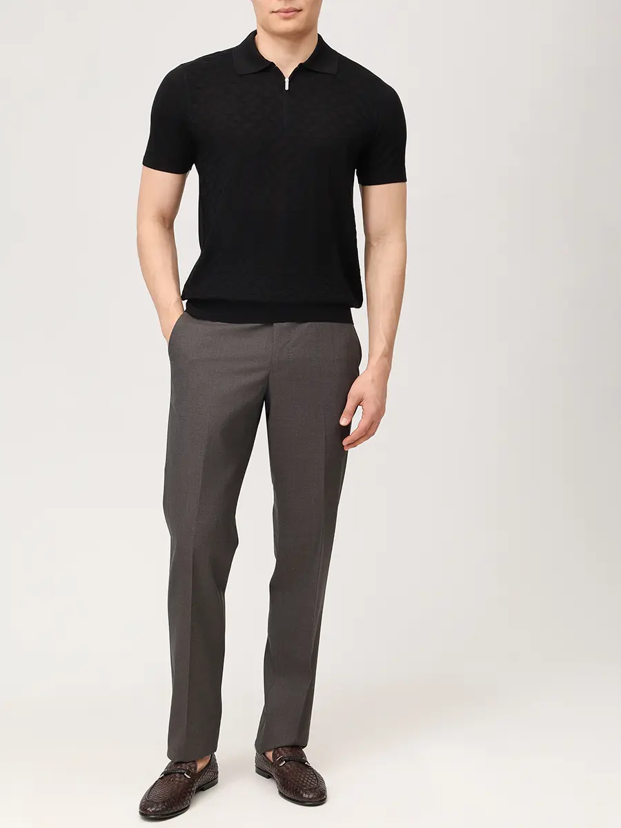 Поло шелковое BERTOLO LUXURY MENSWEAR 902532/002544/1000 Черный  Фото 2