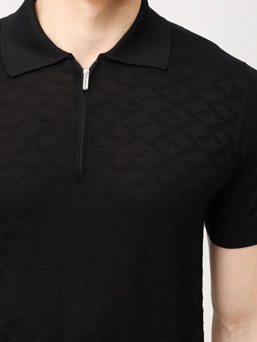 Поло шелковое BERTOLO LUXURY MENSWEAR 902532/002544/1000 Черный  Фото 5