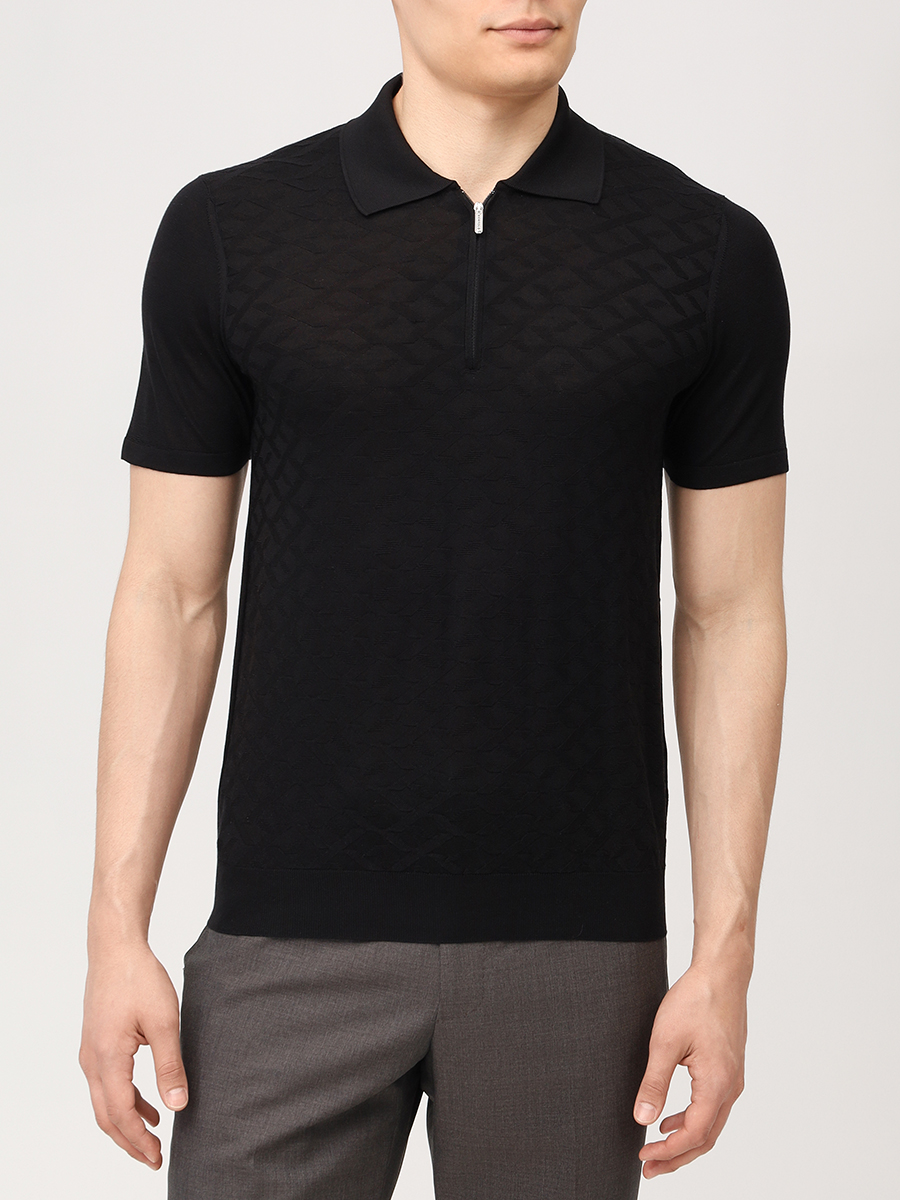 Поло шелковое BERTOLO LUXURY MENSWEAR 902532/002544/1000 Черный  Фото 4