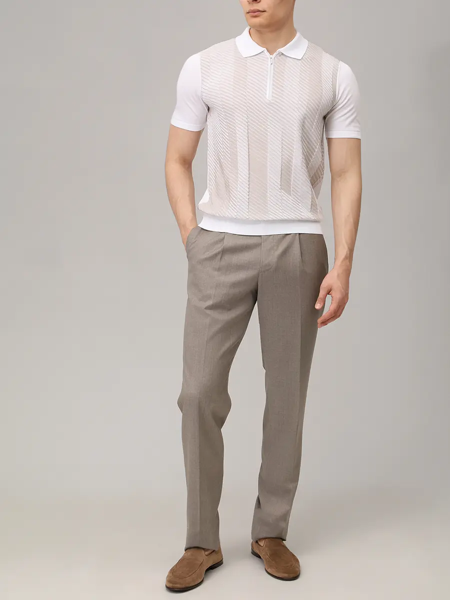 Поло хлопковое BERTOLO LUXURY MENSWEAR 902541/002543/0030 Белый  Фото 2