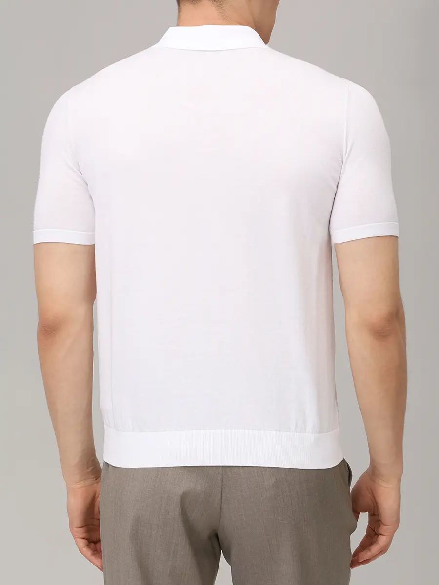 Поло хлопковое BERTOLO LUXURY MENSWEAR 902541/002543/0030 Белый  Фото 3