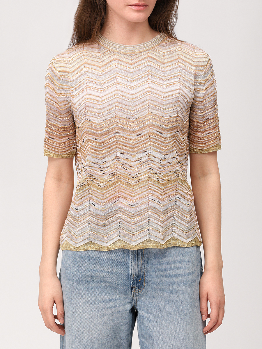 Футболка из вискозы MISSONI DS26SN0V-BK01H9 SM9ZU Золотой  Фото 4