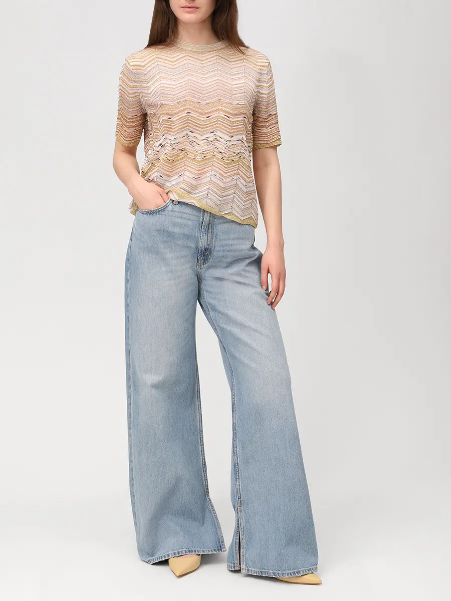Футболка из вискозы MISSONI DS26SN0V-BK01H9 SM9ZU Золотой  Фото 2
