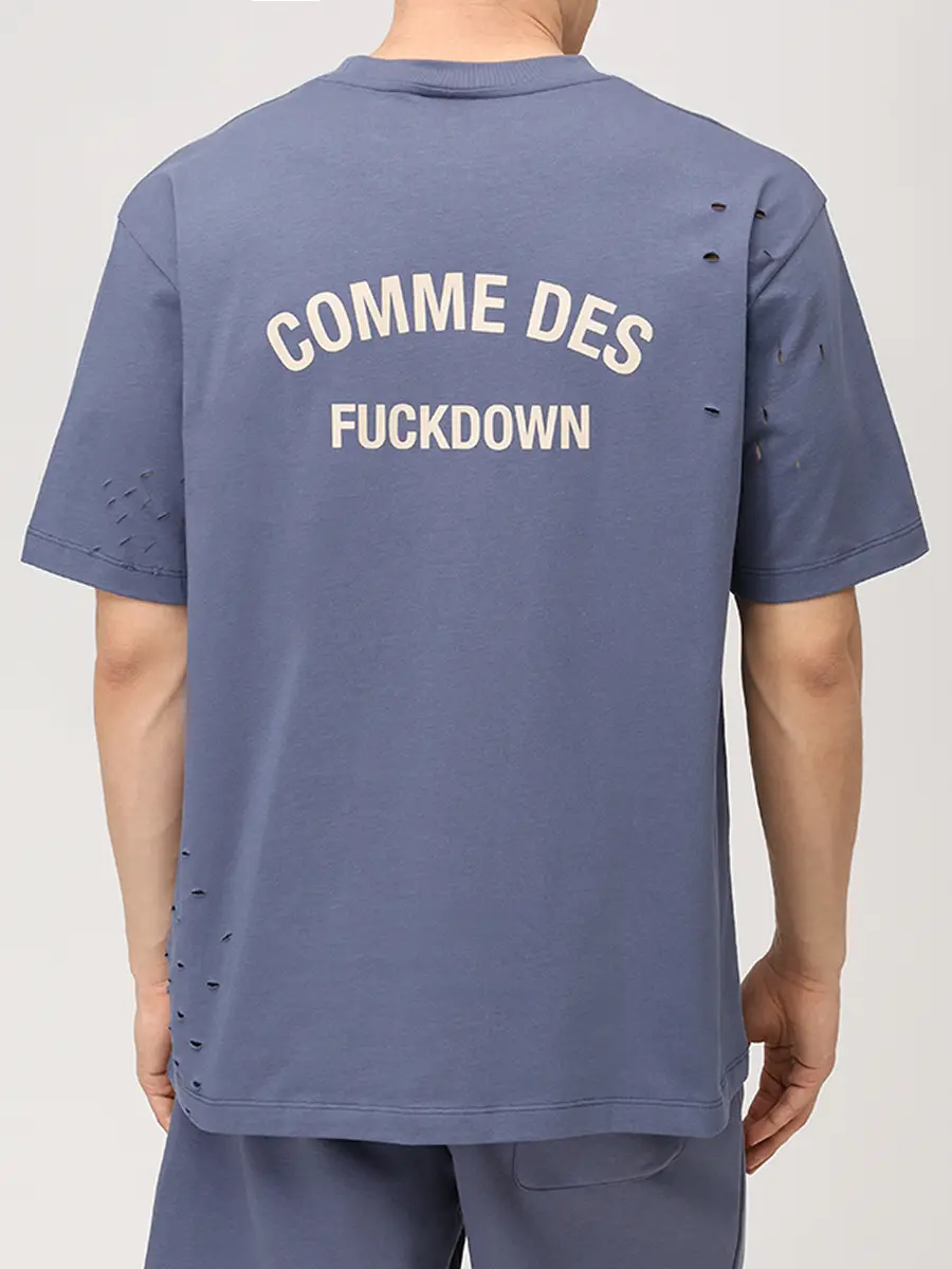 Футболка хлопковая COMME DES FUCKDOWN CFABM01923 Синий  Фото 3