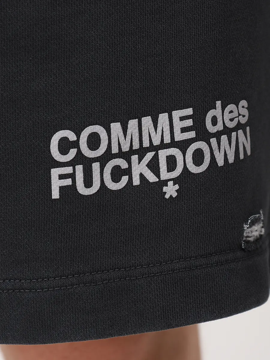 Шорты хлопковые COMME DES FUCKDOWN CFABM01992 NERO Свет.надп Тёмно- Черный  Фото 6