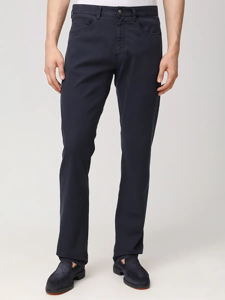 Джинсы Regular Fit из хлопка и лиоцелла CANALI PT01636/306/D91519 Темно- Синий  Фото 4