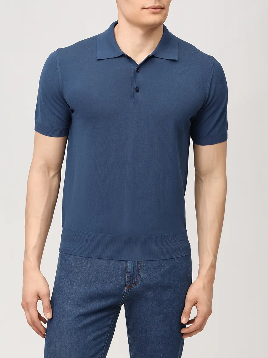 Поло хлопковое CANALI MK02459/314/C0127 Синий  Фото 4