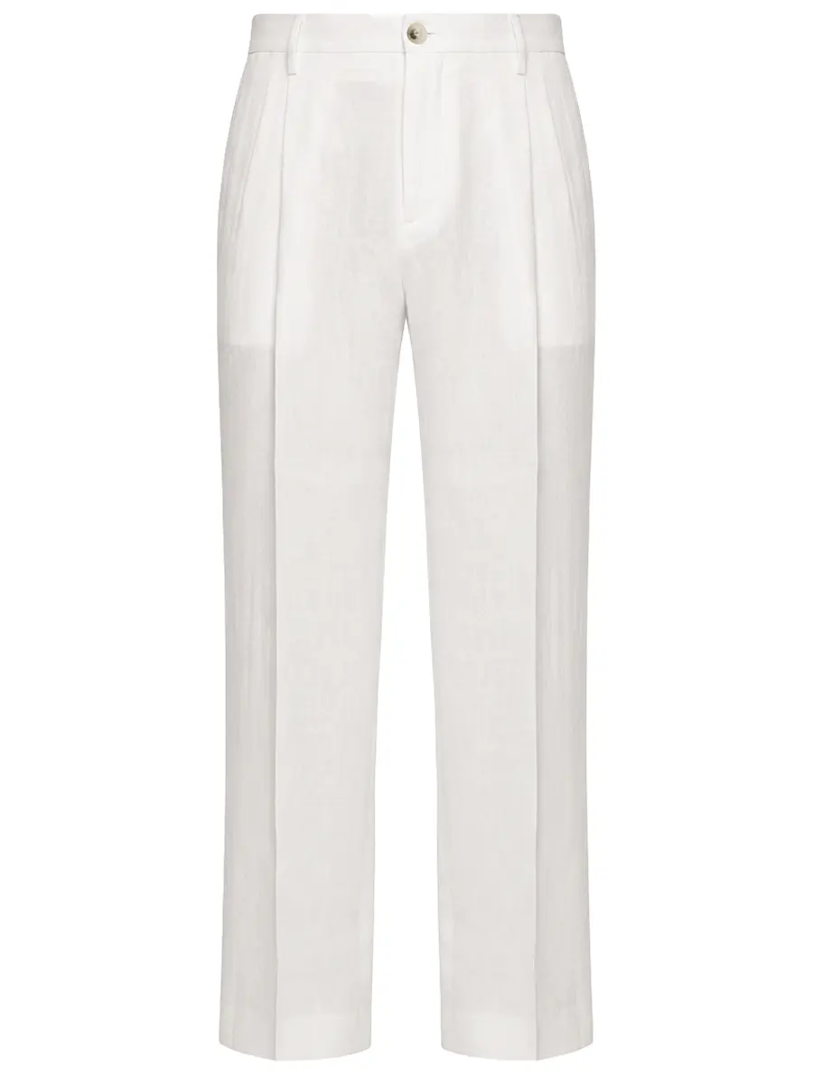 Брюки льняные CANALI AE05958/001/U97260 Белый 