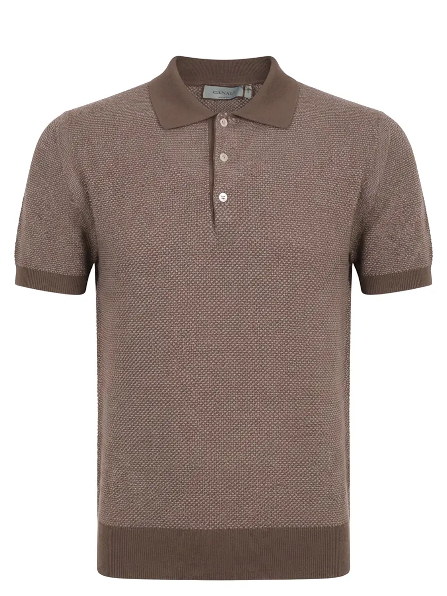 Поло хлопковое CANALI MK02461/734/C0127 Коричневый 