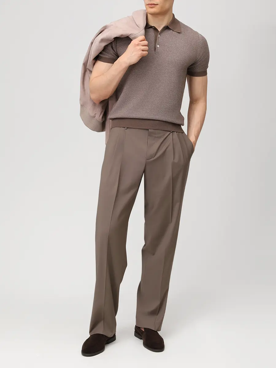 Поло хлопковое CANALI MK02461/734/C0127 Коричневый  Фото 2