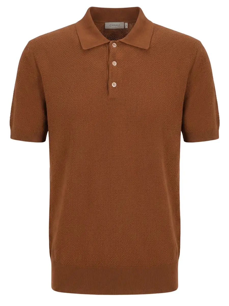 Поло хлопковое CANALI MK02461/750/C0127 Коричневый 