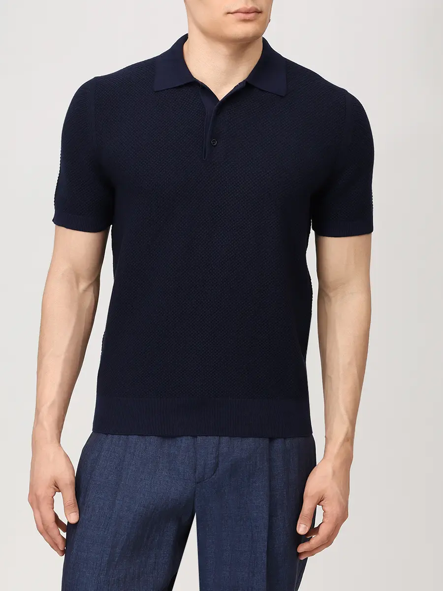 Поло хлопковое CANALI MK02461/301/C0127 Темно- Синий  Фото 4