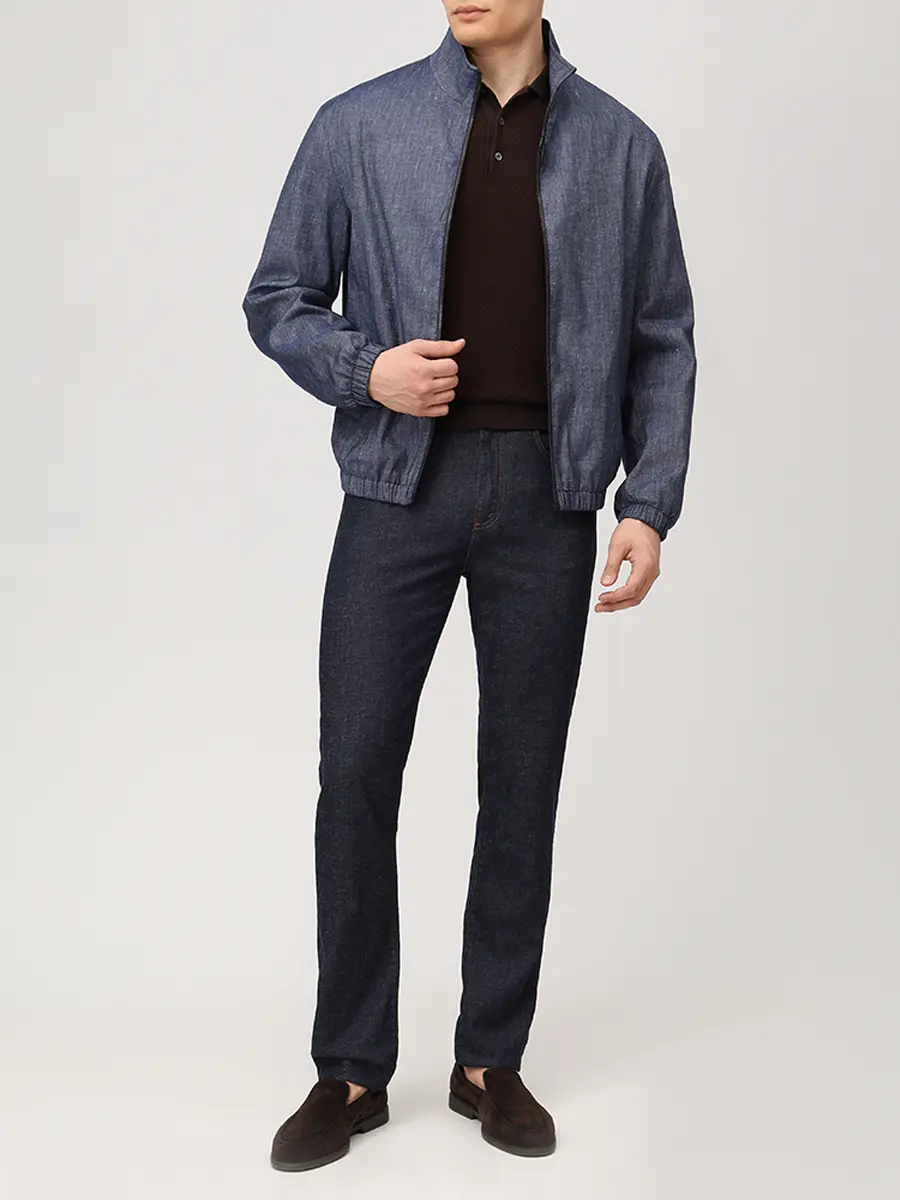 Джинсы Slim Fit из хлопка и лиоцелла CANALI PD01349/301/91719 Темно- Синий  Фото 2