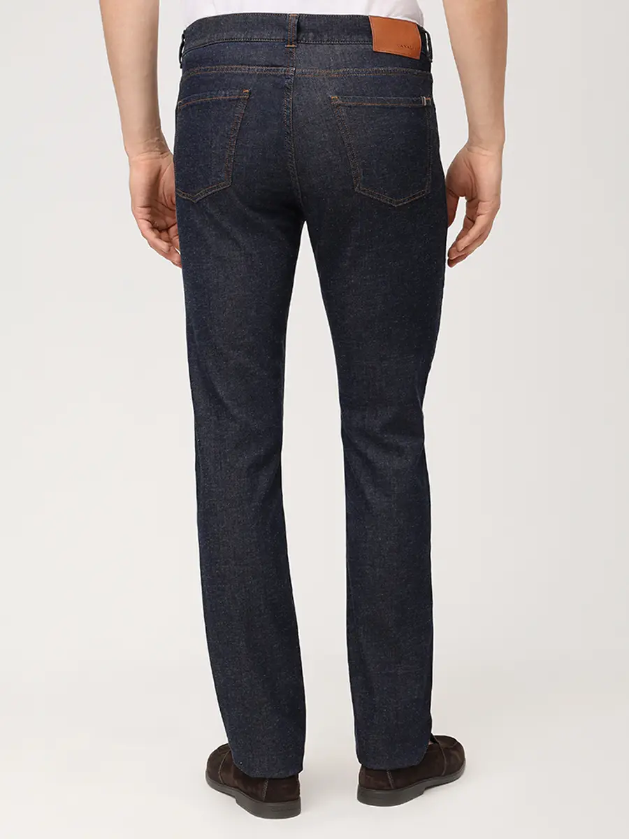Джинсы Slim Fit из хлопка и лиоцелла CANALI PD01349/301/91719 Темно- Синий  Фото 3