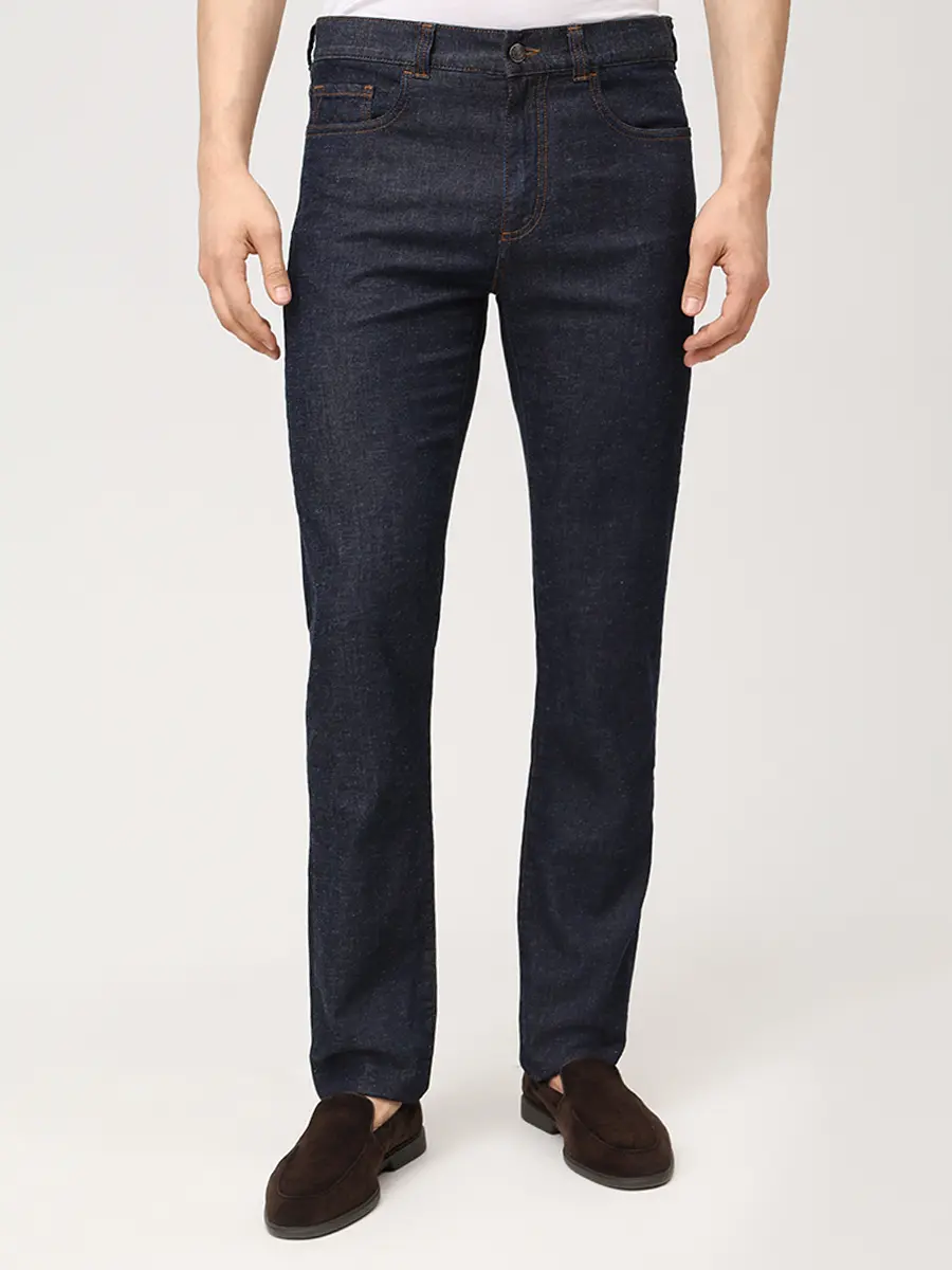 Джинсы Slim Fit из хлопка и лиоцелла CANALI PD01349/301/91719 Темно- Синий  Фото 4
