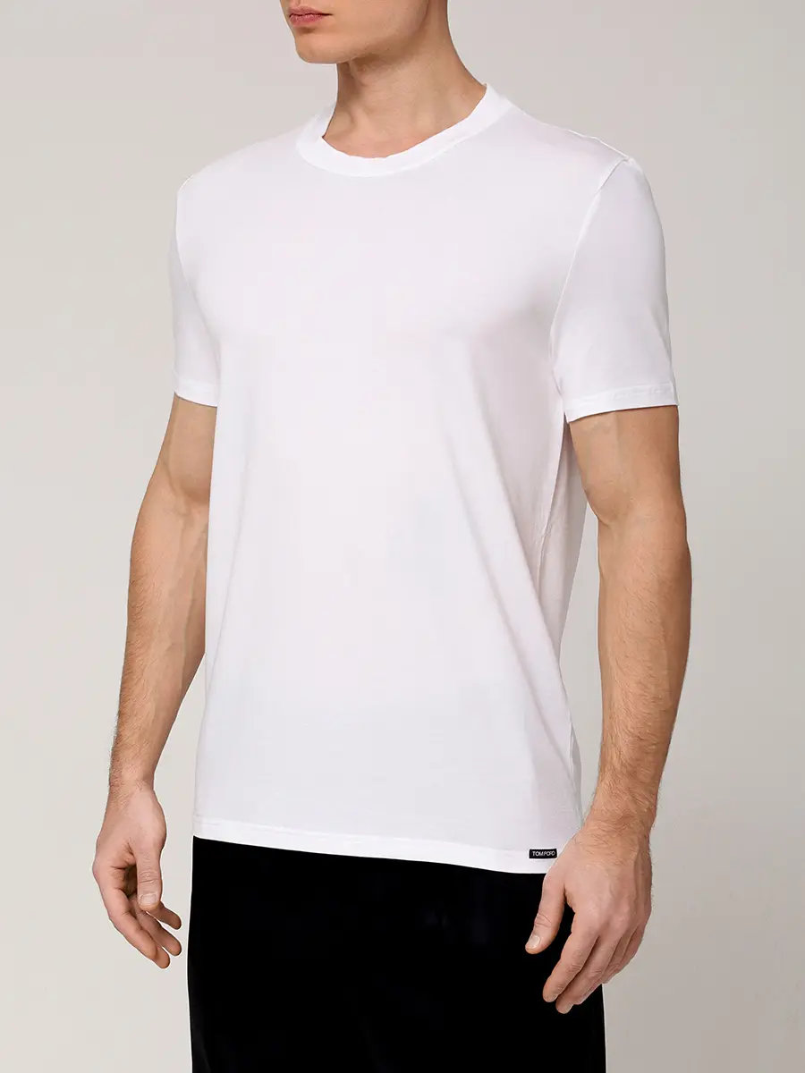 Футболка из хлопка и модала TOM FORD T4M081410/100 Белый  Фото 2