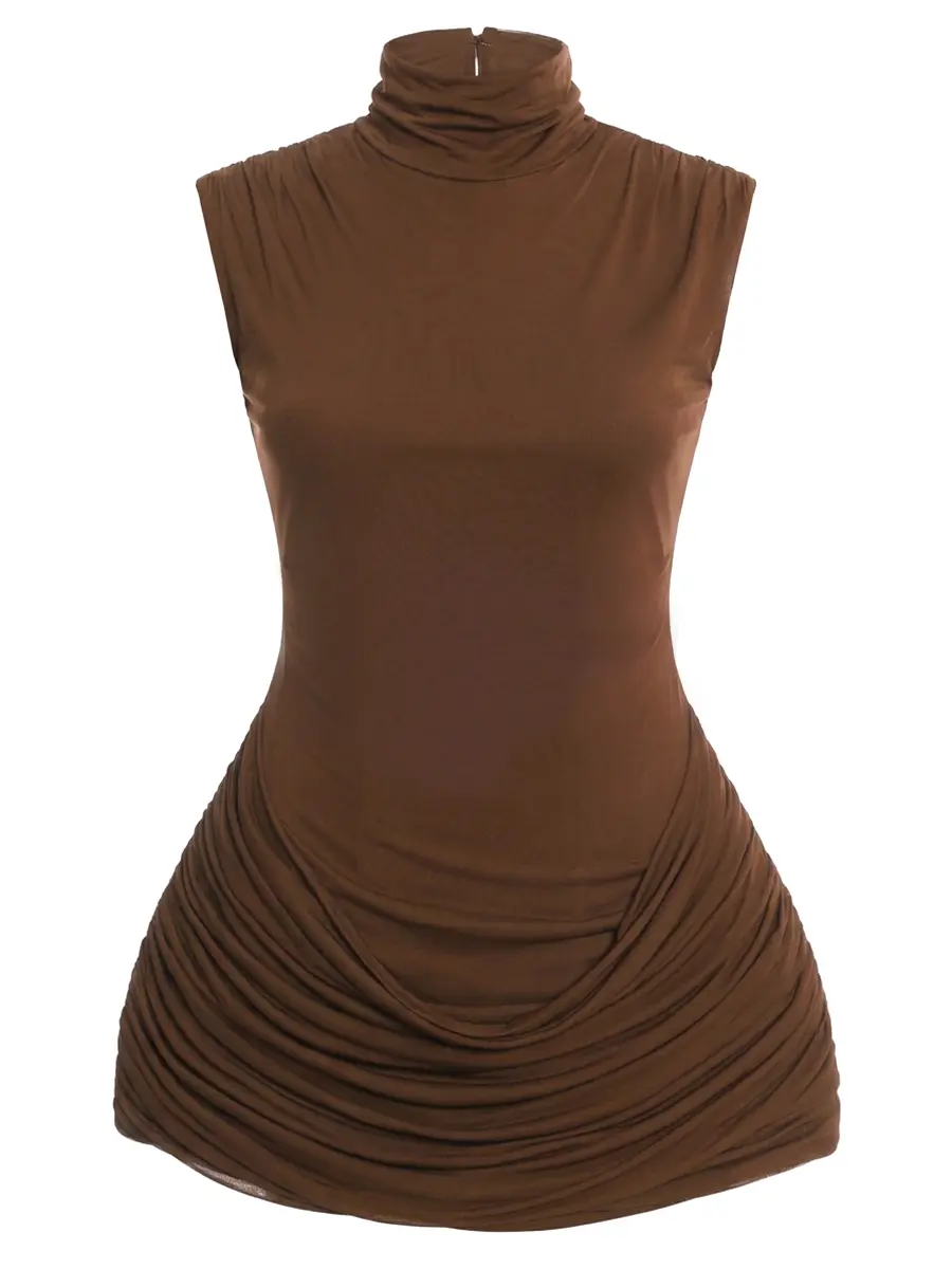 Платье из вискозы GIUSEPPE DI MORABITO 06PSDR705 16301/BROWN 30 Коричневый 