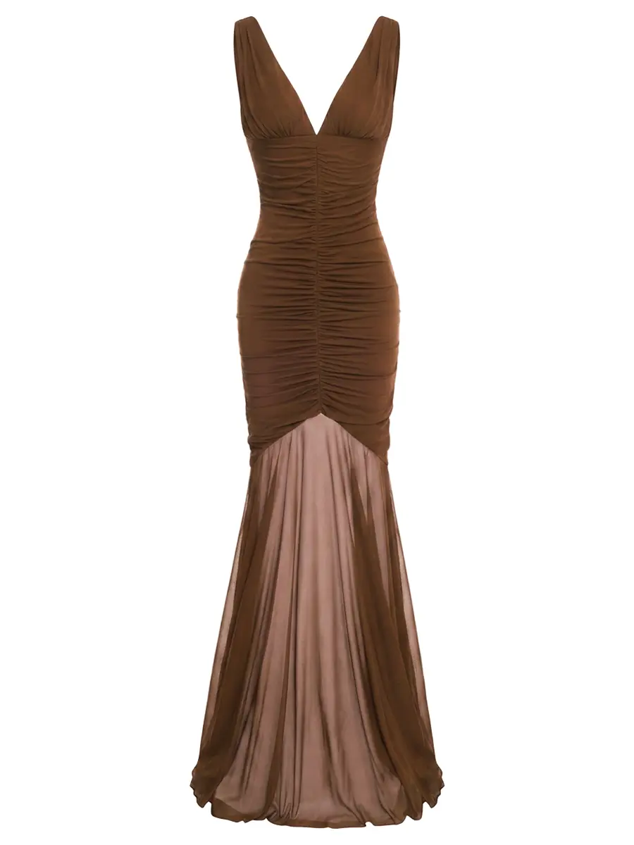 Платье из вискозы GIUSEPPE DI MORABITO 06PSDR511 16301/BROWN 30 Коричневый 