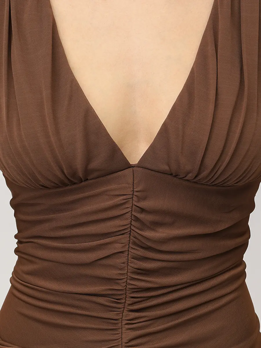 Платье из вискозы GIUSEPPE DI MORABITO 06PSDR511 16301/BROWN 30 Коричневый  Фото 5