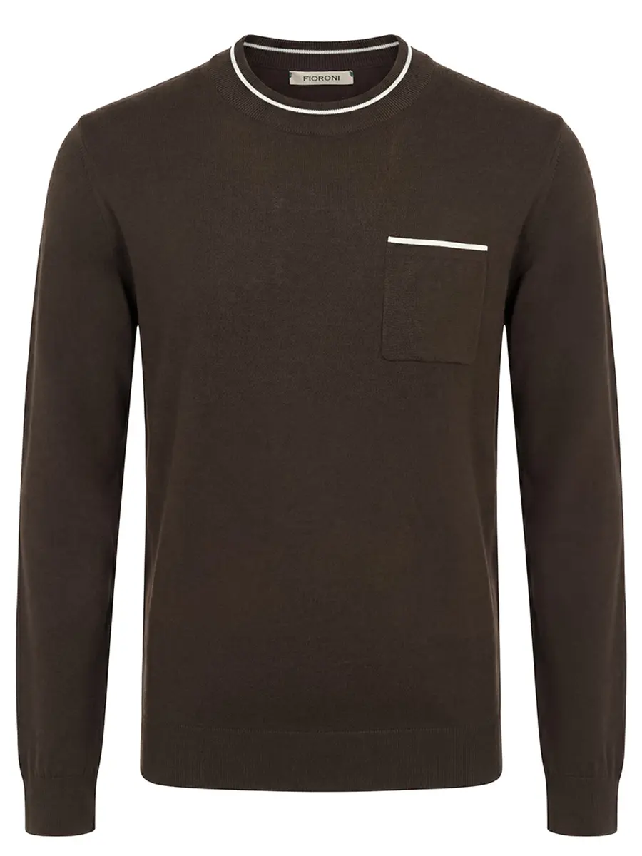 Джемпер из шелка и хлопка FIORONI CASHMERE MK32551A1 CS.7 Коричневый 