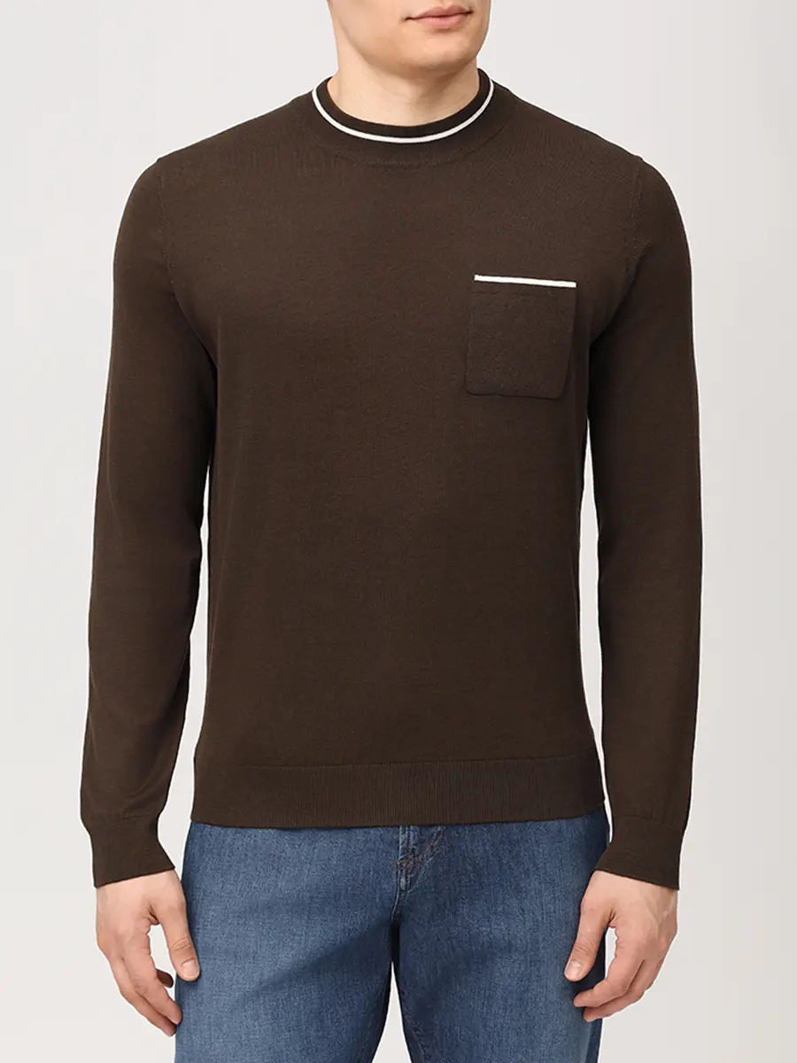 Джемпер из шелка и хлопка FIORONI CASHMERE MK32551A1 CS.7 Коричневый  Фото 4