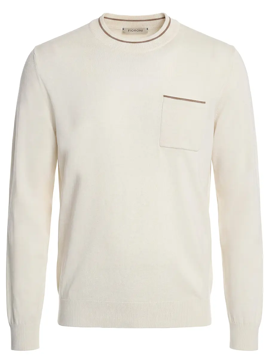 Джемпер из шелка и хлопка FIORONI CASHMERE MK32551A1 CS.1 Молочный Кремовый 