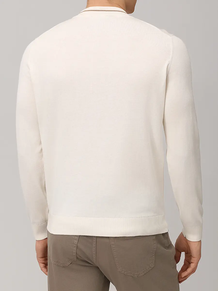 Джемпер из шелка и хлопка FIORONI CASHMERE MK32551A1 CS.1 Молочный Кремовый  Фото 3