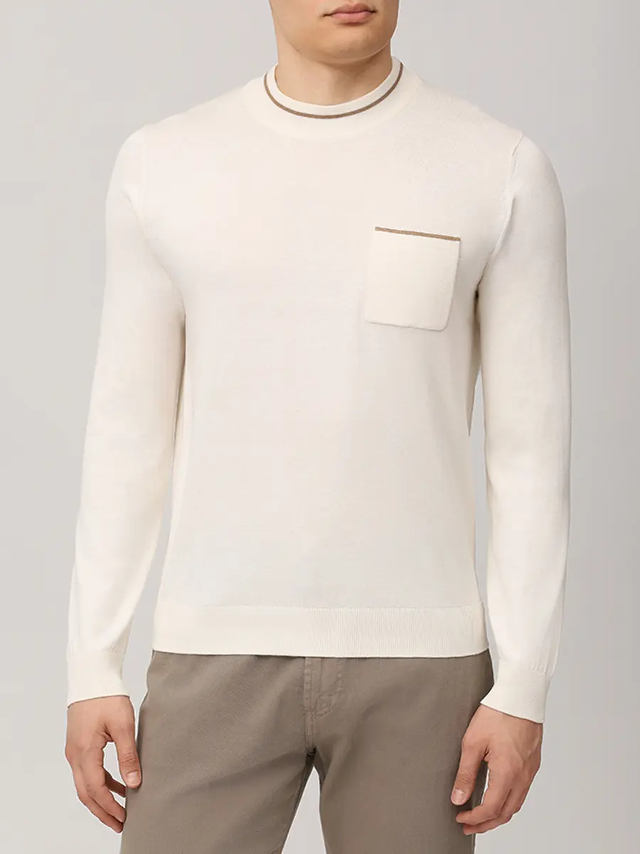 Джемпер из шелка и хлопка FIORONI CASHMERE MK32551A1 CS.1 Молочный Кремовый  Фото 4