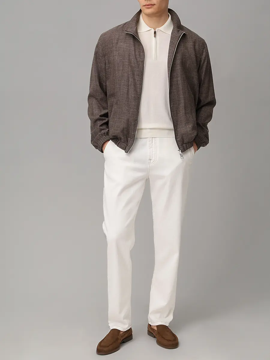 Джинсы Regular Fit хлопковые CANALI PD01637/001/91675A Белый  Фото 2