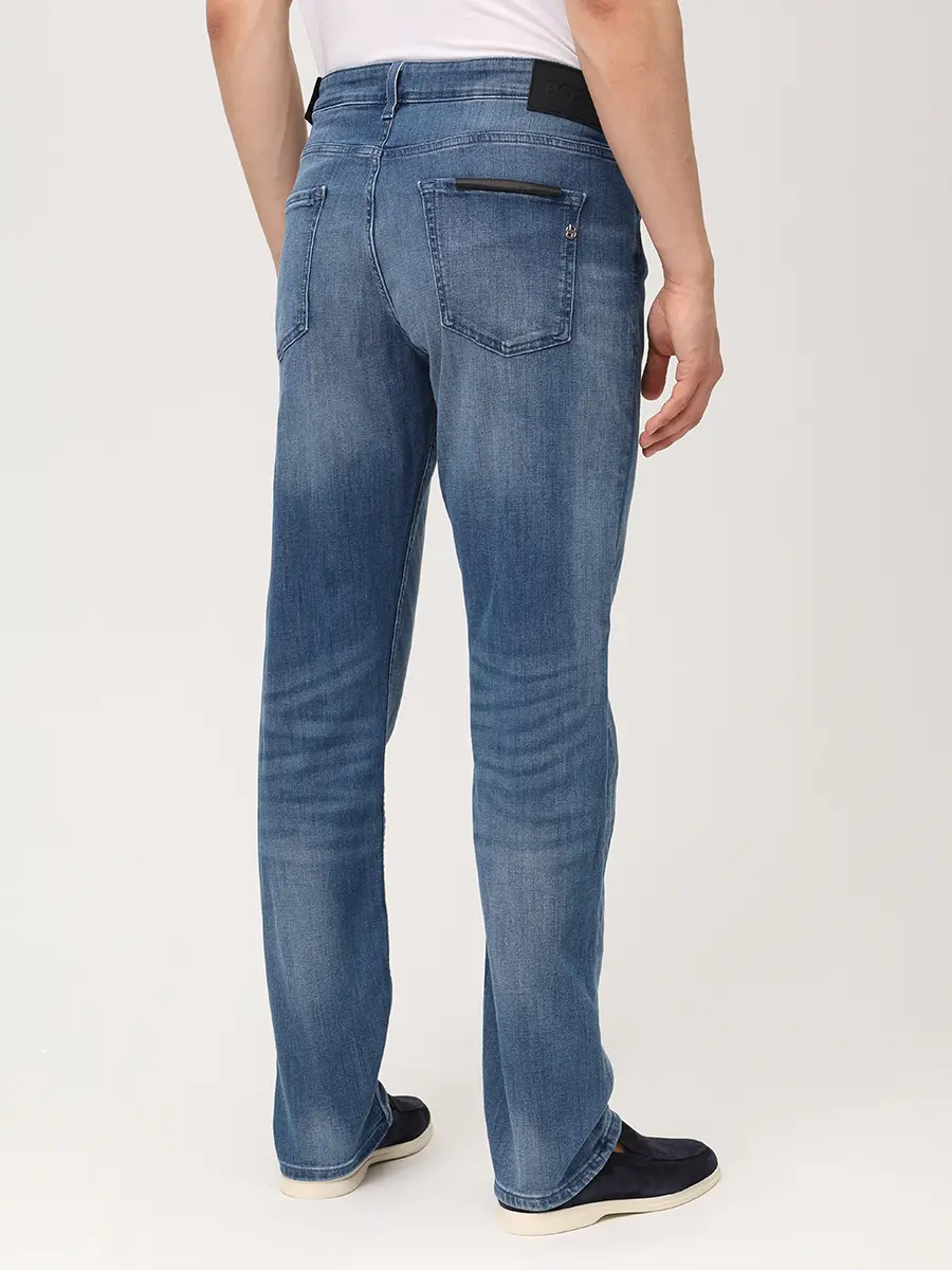 Джинсы Regular Fit хлопковые BOSS 50557499/438 Голубой  Фото 3