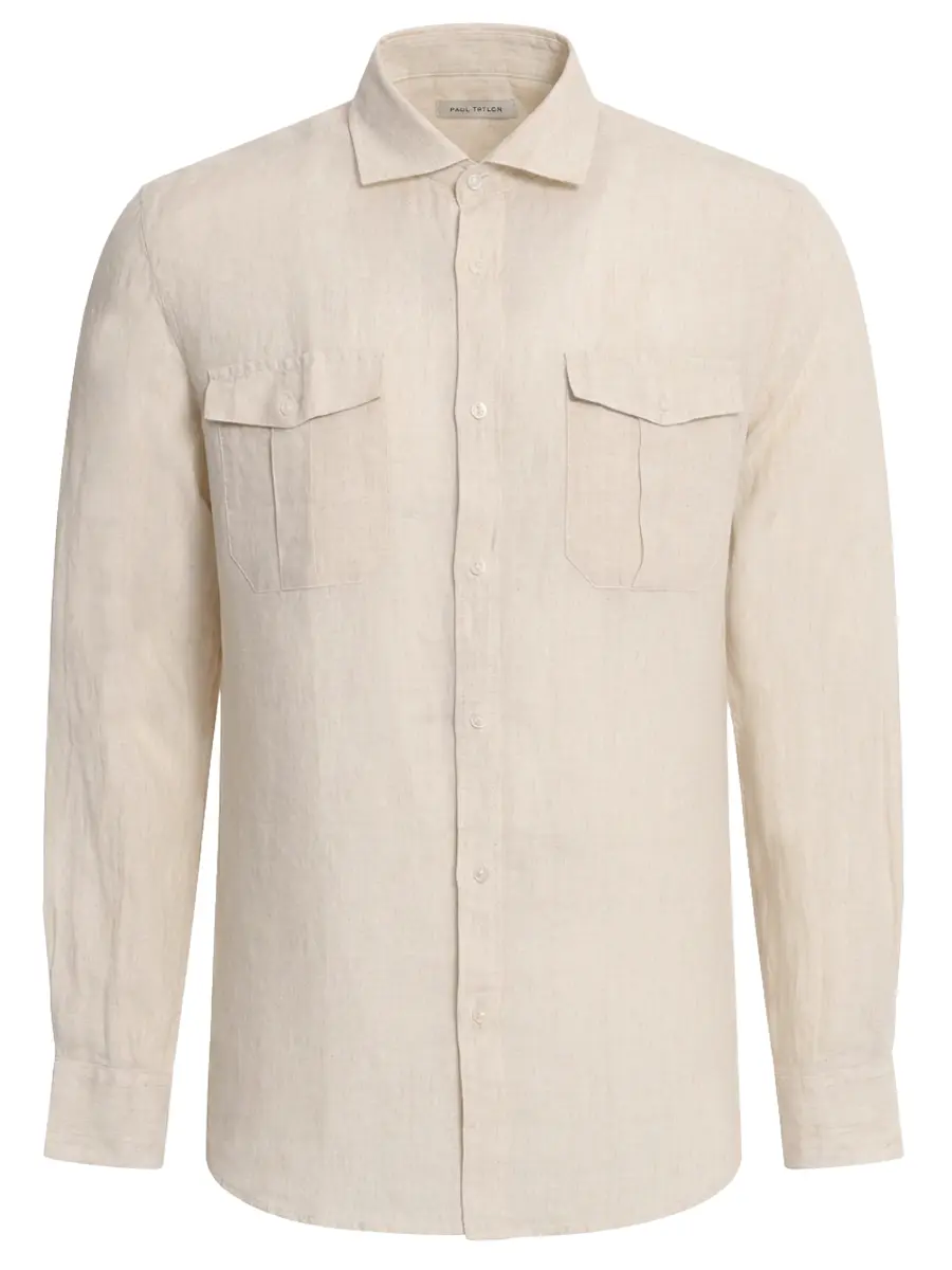 Рубашка Slim Fit льняная PAUL TAYLOR PT7CA L003 100 Бежевый 