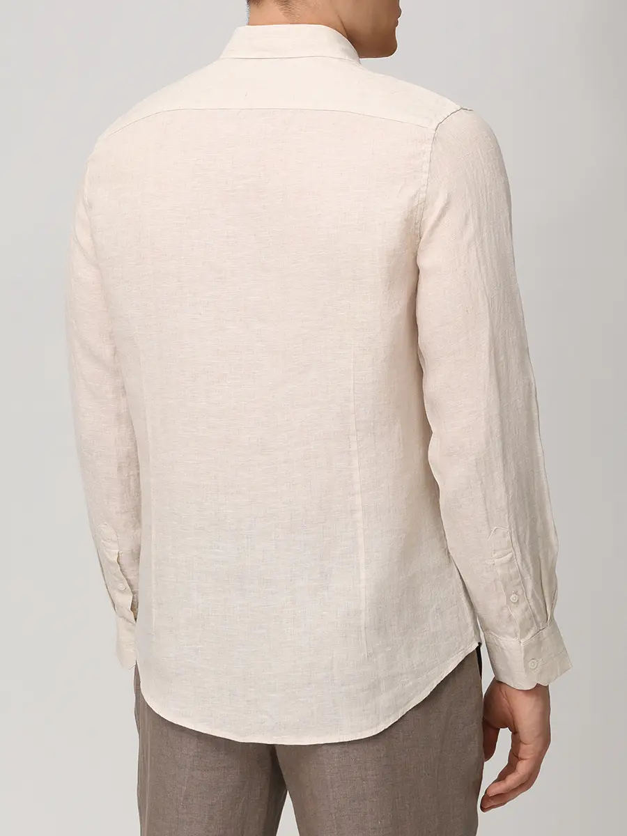 Рубашка Slim Fit льняная PAUL TAYLOR PT7CA L003 100 Бежевый  Фото 3