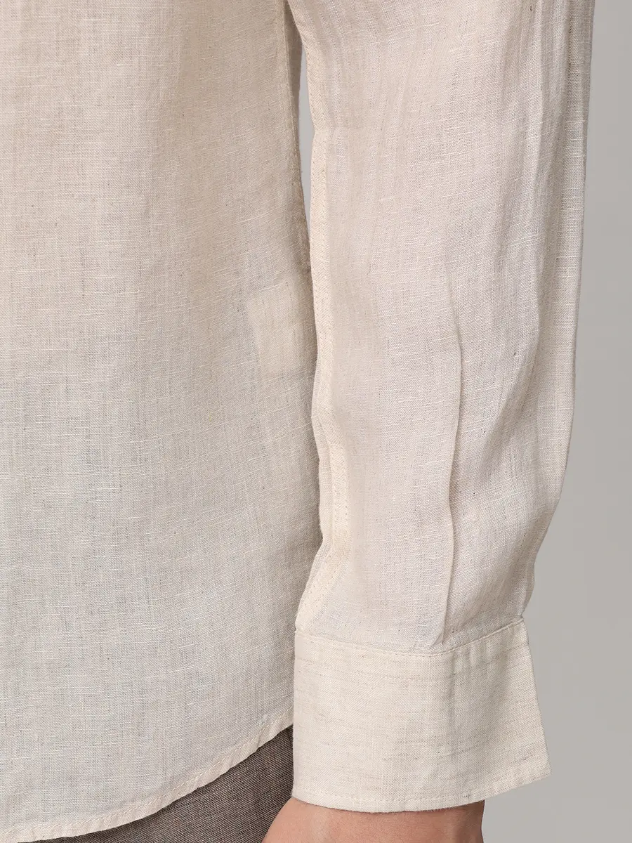 Рубашка Slim Fit льняная PAUL TAYLOR PT7CA L003 100 Бежевый  Фото 5